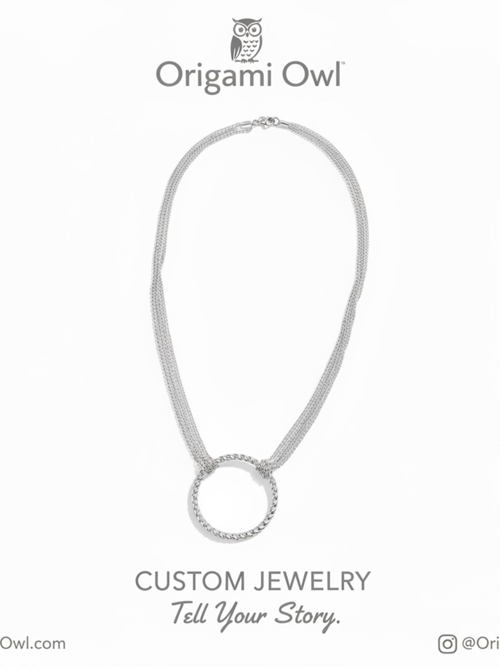 Origami Owl Silver Twisted Circle Necklace